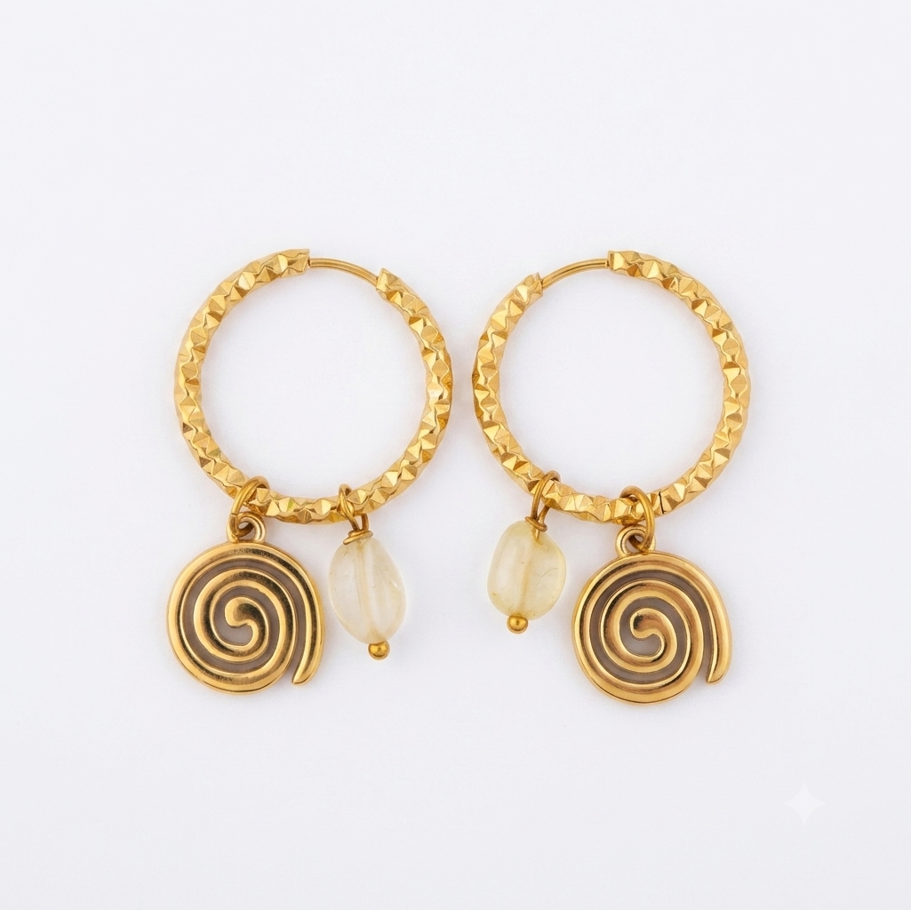 Spiral Earrings - Citrine