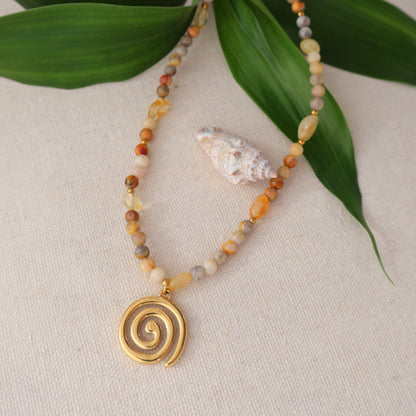 Spiral Necklace Gemstons