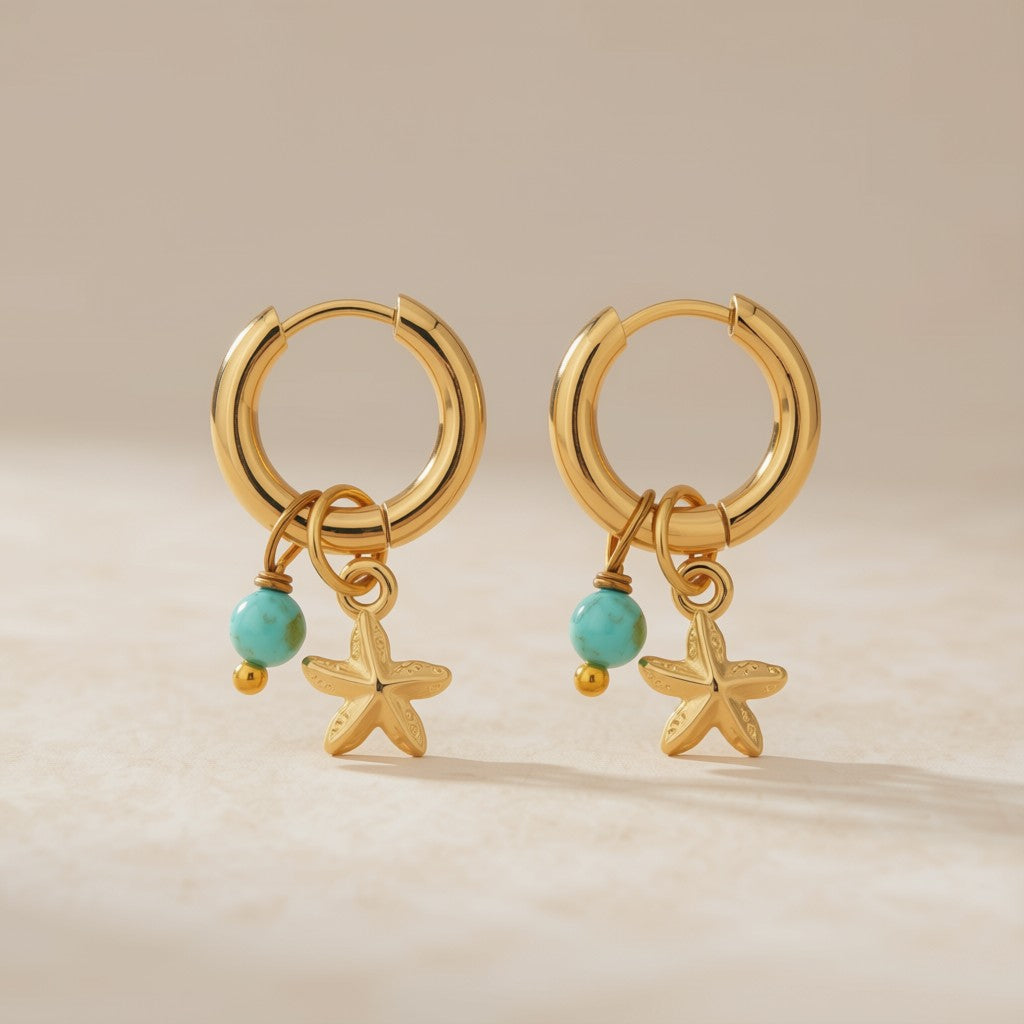 Starfish Earrings with Turquoise