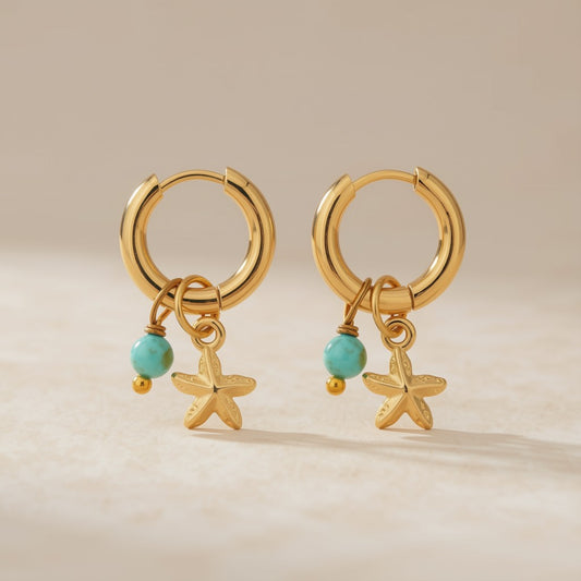 Starfish Earrings with Turquoise