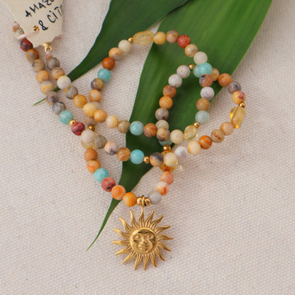 Sun Choker Necklace -  Amazonite