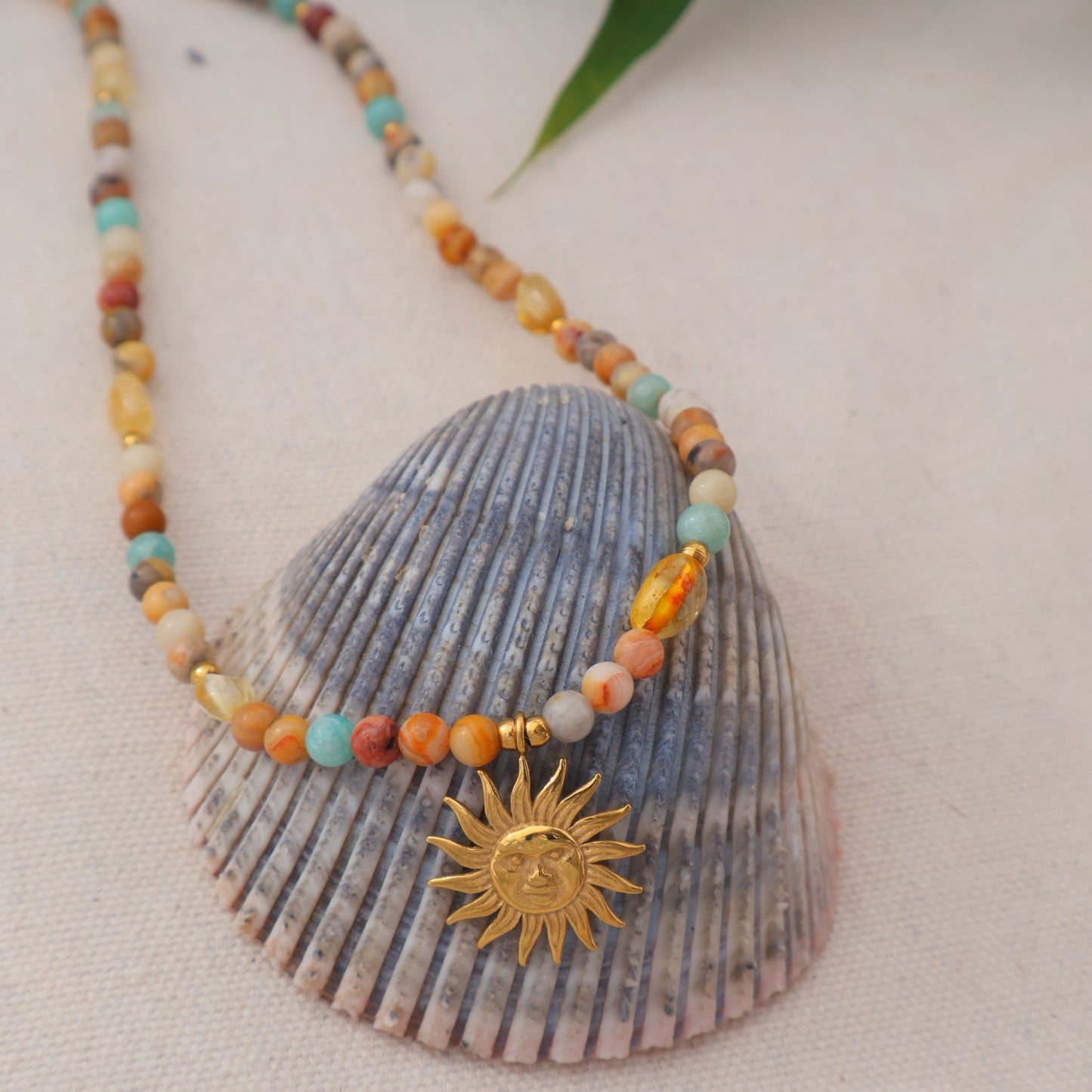 Sun Choker Necklace -  Amazonite