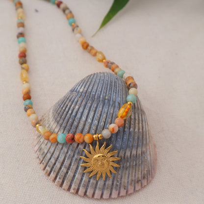 Sun Choker Necklace -  Amazonite