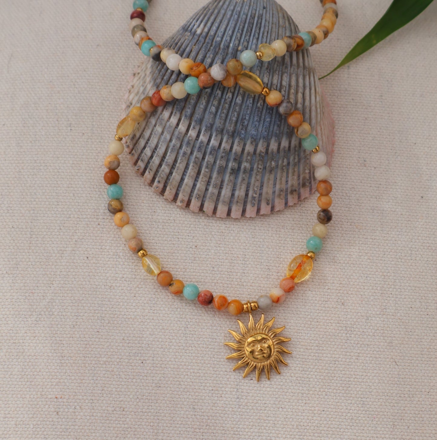 Sun Choker Necklace -  Amazonite