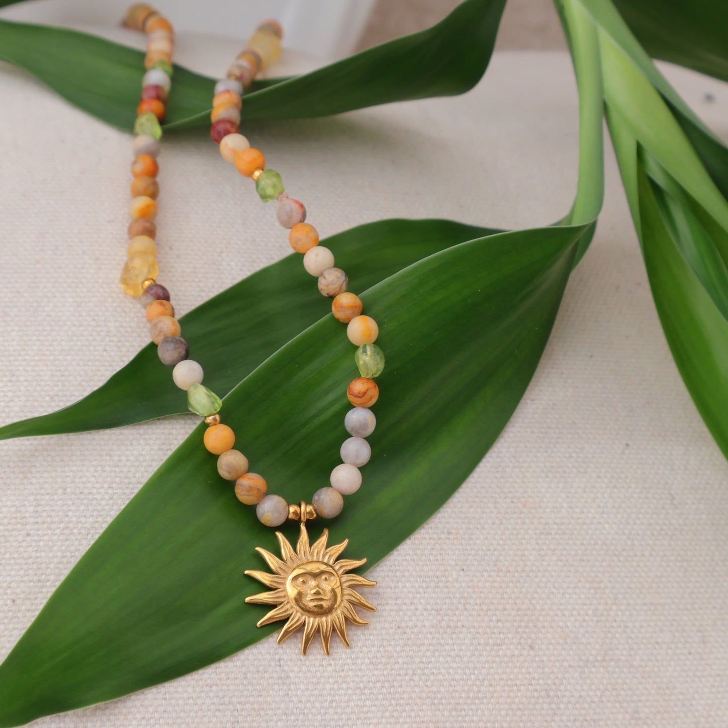 Sun Choker Necklace -  Peridot