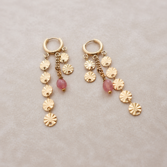 Earrings -  Rose Quartz Sunny Drops