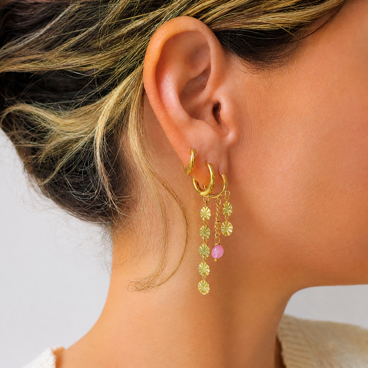 Earrings -  Rose Quartz Sunny Drops
