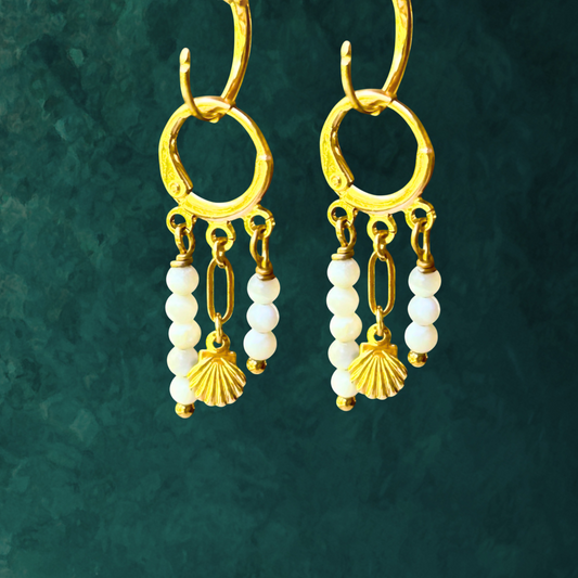 Dangly Earrings - White Jade Gemstone