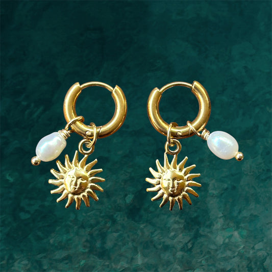 Waterproof Big Earrings Sun Charm  by Osealina Jewellery 