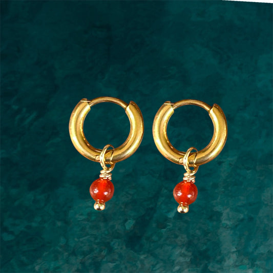 Waterproof Earrings Carnelian Pearl by Osealina Jewellery 