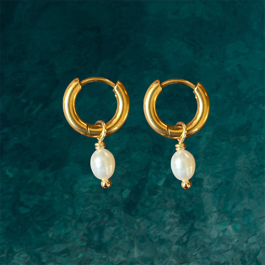 Waterproof Pearl Huggie Earrings