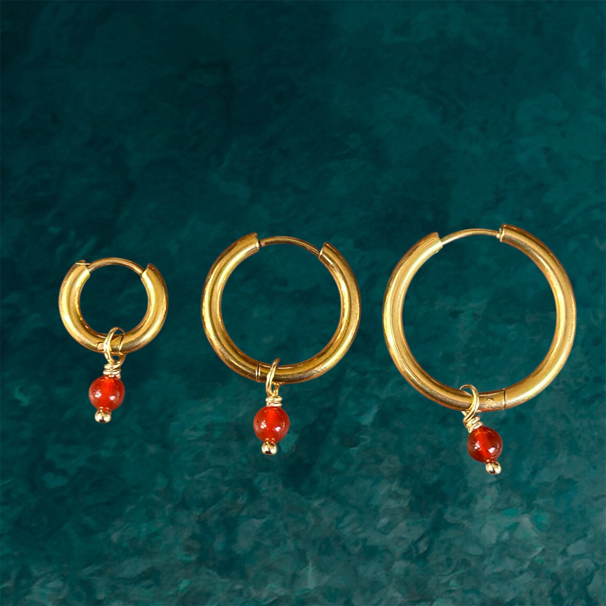 Waterproof Stainless steel Gold plated Earrings  Carnelian
