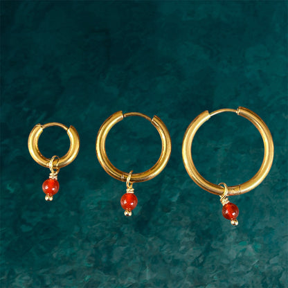 Waterproof Stainless steel Gold plated Earrings  Carnelian