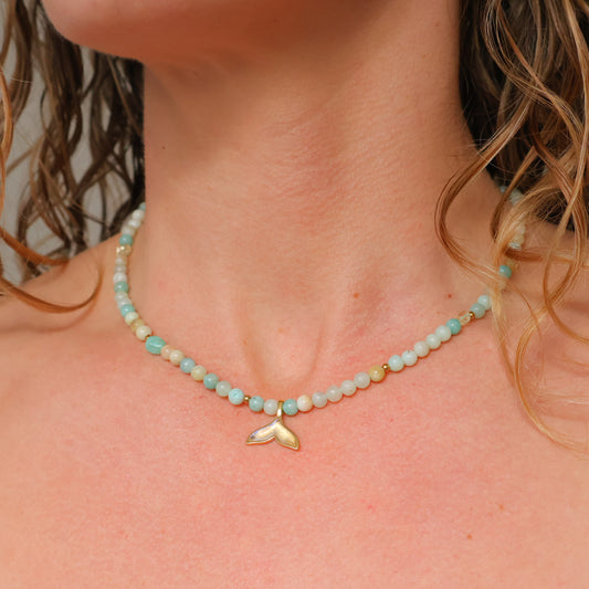 Whale Tale Necklace - Amazonite