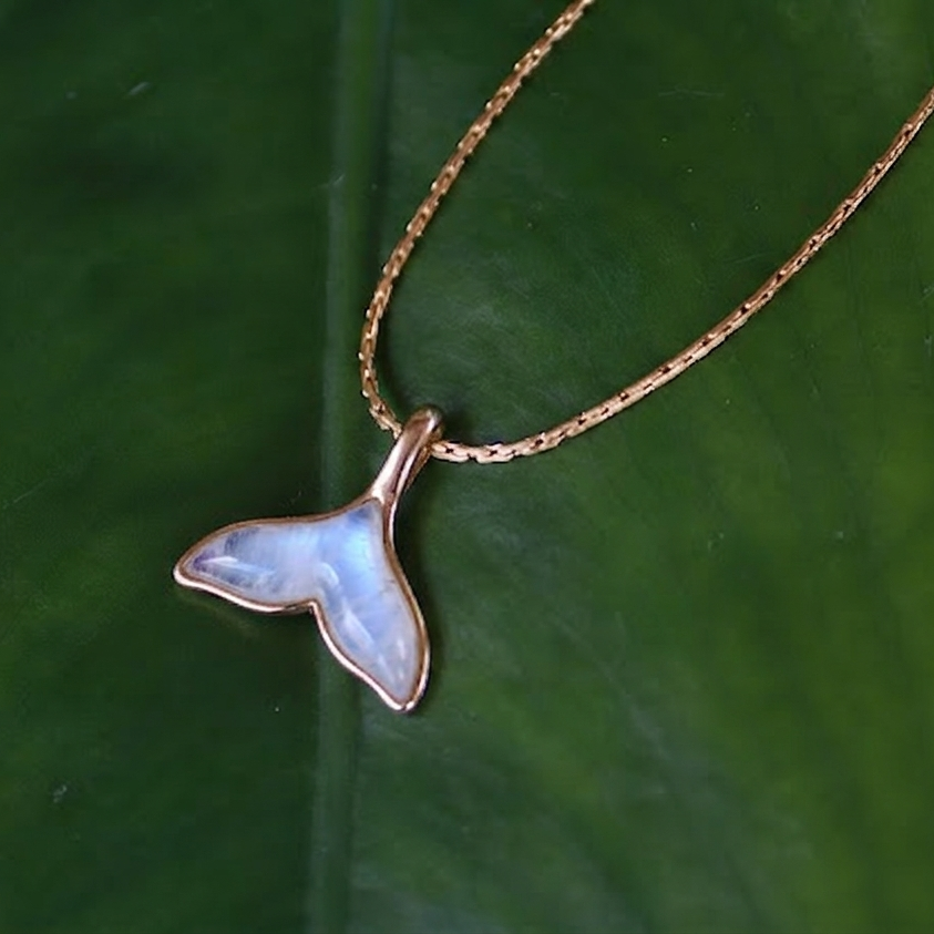 Whale Tale with Moonstone Necklace