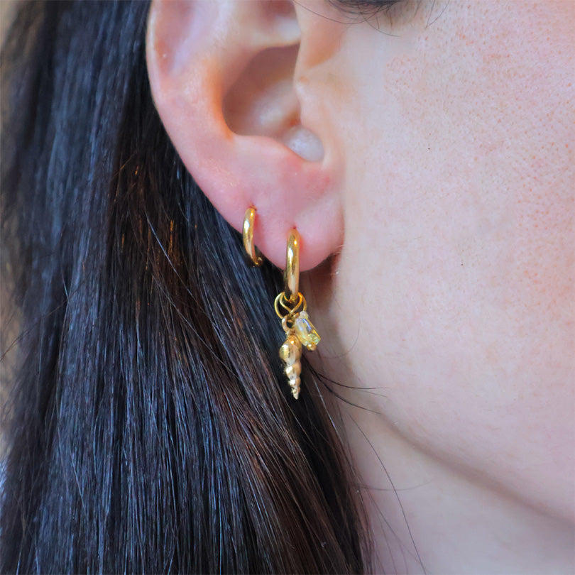 Worm Snail Shell Earrings - Citrine