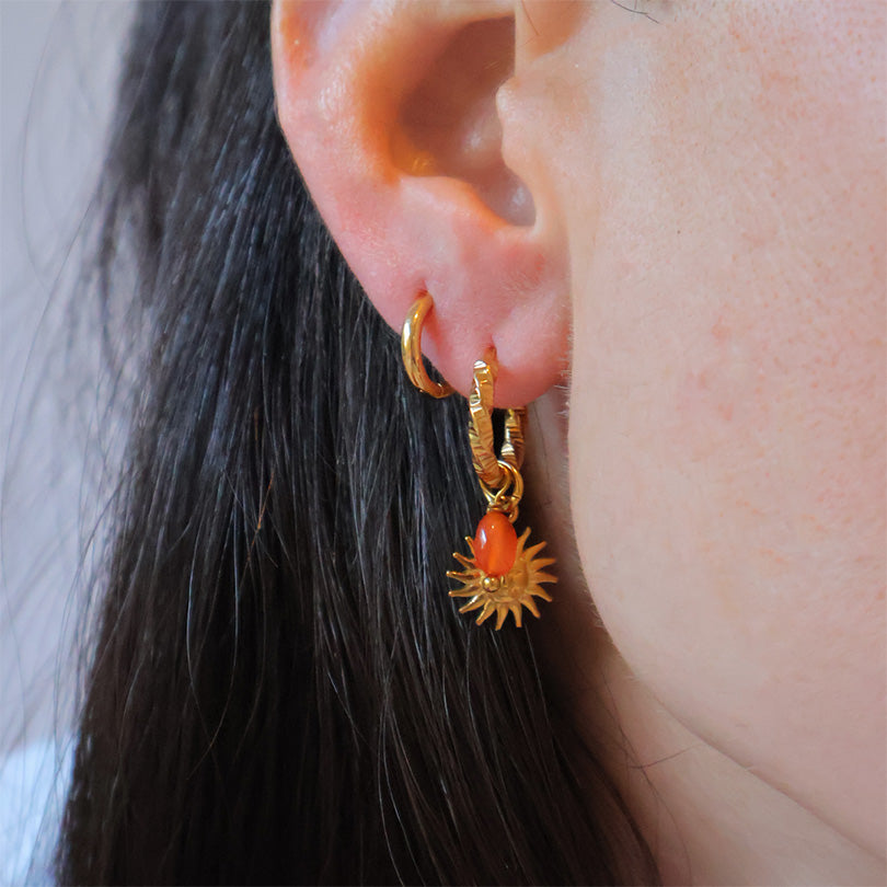 Sun Earrings - Carnelian
