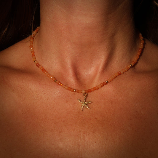 Gemstone Choker – Red Aventurine & Starfish