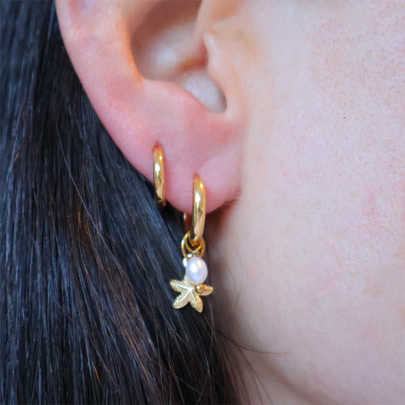 Starfish Earrings with Natural Pearl
