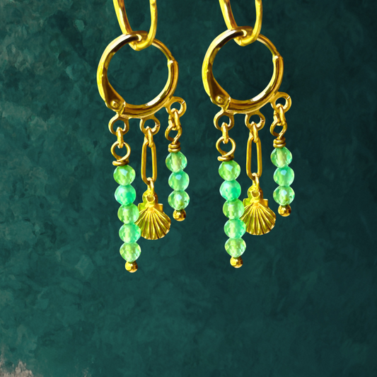 Dangly Earrings - Green Aventurine Gemstone